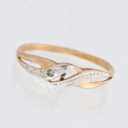 Timanttisormus 1xn.0.005ct, koko 14, 585 kelta- ja valkokulta, paino 0,5g Paino: 0,5 g