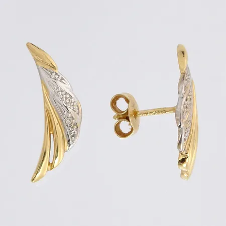 Timanttikorvakorut 4xn.0.005ct, korkeus 19mm, 585 kelta- ja valkokulta, paino 2,6g Paino: 2,6 g