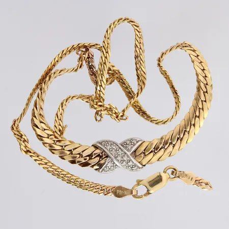 Viallinen timanttikaulakoru, 18xn.0.005ct, 585, paino 8,5g Paino: 8,5 g