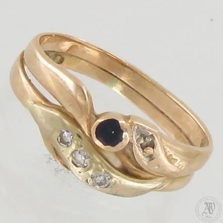 Viallinen kivisormus timanteilla 1xn.0.005ct 3xn.0.01ct, 585br, paino 1,7g 