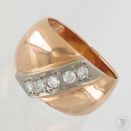 Timanttisormus 5xn.0.07ct, koko 17½, 583, paino 6,7g Paino: 6,7 g