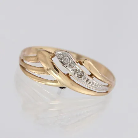 Timanttisormus 2xn.0.005ct, koko 16, 585, paino 1,0g Paino: 1 g