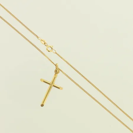 Panssarikaulaketju ristiriipuksella, riipiksen korkeus 30mm, ketjun pituus 51,5cm, 375, paino 3,6g 