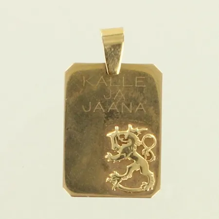 Leijona-riipus, kaiverrettu, korkeus 33mm, 585, paino 5,8g 