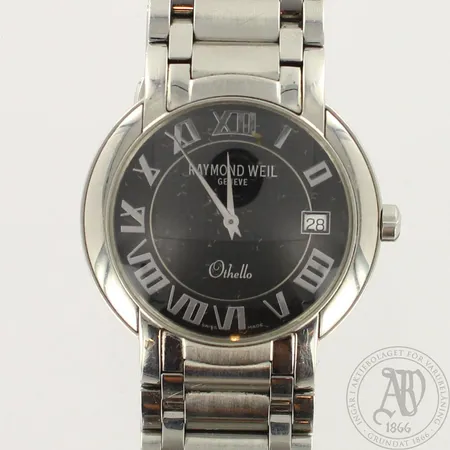 Teräsrannekello Raymond Weil, Othello, ref 2311-st-00208, sarjanumero K003682, quartz, taulun Ø 37mm, lasin sisäpuolella likaa, sertifikaatti