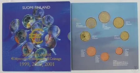 Suomen eurot -rahasarja, vuodet 1999, 2000 ja 2001, nimellisarvo/vuosi 3,88