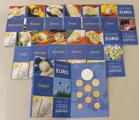 Ensimmäinen Euro -rahasarja, 12kpl, nimellisarvo/maa 3,88, kupari-nikkeli