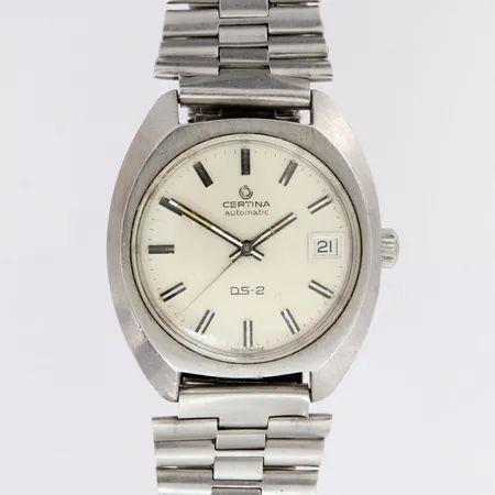 Teräsrannekello, Certina automatic DS-2, Ø 39mm, lasi naarmuuntunut, säädettävä metalliranneke, käytön jälkiä, kaiverrettu.