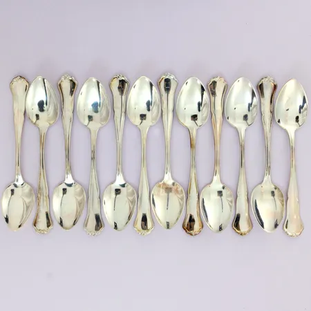 12 Kahvilusikkaa, Chippendale, pituus 115mm, 830, paino 157,5g Paino: 157,5 g