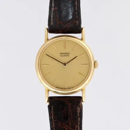 Kultarannekello Seiko quartz, taulu Ø 22mm 585br, paino 12,2g