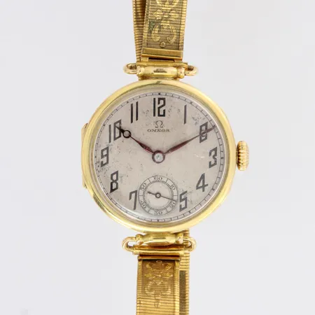 Kultarannekello Omega teräsrannekkeella, Ø 31mm, Cal 12 sb, manuaali, hihnan pituus säädettävissä max.240mm, 750br, paino 39,2g Paino: 39,2 g