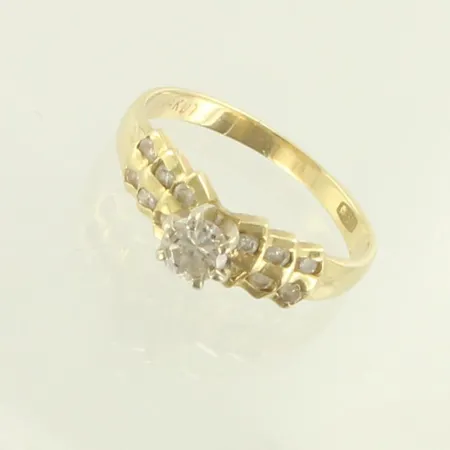 Timanttisormus 1xn.0.30ct 12xn.0.02ct, koko 18, 585, paino 2,8g