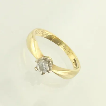 Timanttisormus 1xn.0.16ct, kaiverrettu, koko 16, 585, paino 2,5g 