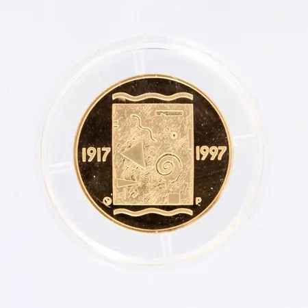 Kultaraha, 1997 Itsenäinen Suomi 80vuotta, nimellisarvo 1000mk, 900, 8,6g Paino: 8,6 g