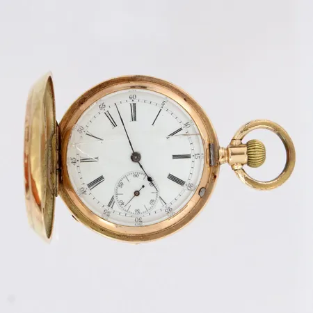 Viallinen kaulakello, taulun Ø 37mm, välikuori metallia, 585br, paino 41,8g