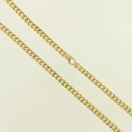 Panssarikaulaketju, pituus 55c, leveys 6,6mm, kaiverrus, ontto, 585, paino 29,2g