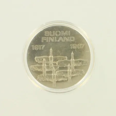 Juhlaraha Suomi Finland 1917-1967, nimellisarvo 10mk, 900, paino 24,0g Paino: 24 g