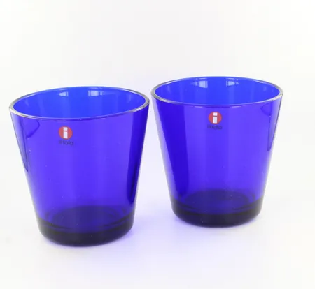 Kaksi juomalasia, Kartio, Kaj Franck, koboltinsininen, 0.21litraa, laatikko Lähetetään postipakettina.