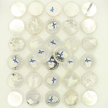 32 hopeamitalia, Suomi taisteli 1939 - 1945, 925, 869,3 Paino: 806 g