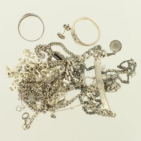 Hopeakoruja, osa viallisia, 925, paino 71,8g