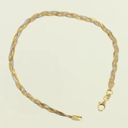 Ranneketju, pituus 195mm, 585 kelta. puna ja valkokulta, 585, paino n2,5g
