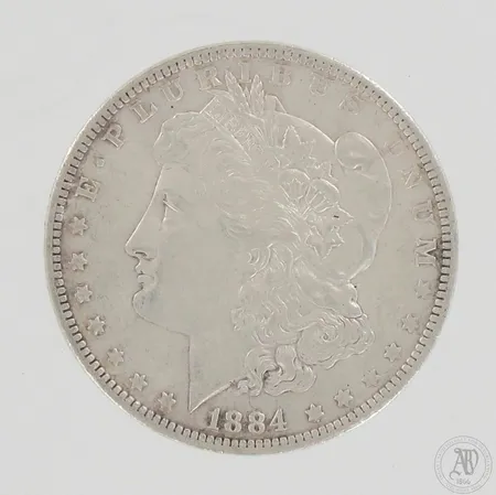 Hopearaha 1 dollari, 1884, New Orleans, 900, paino 26,7g Paino: 26,7 g