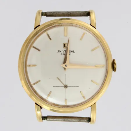 Viallinen kultarannekello, Universal Geneve, mekaaninen, taulun Ø 30mm, 750br, paino 19,7g