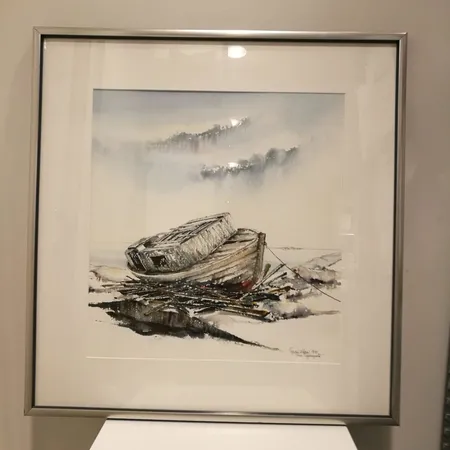 Taulu sign. Tapani Kiippa, vesiväri, "Vene Seglingestä", koko 51x47,5cm Lähetetään postipakettina.