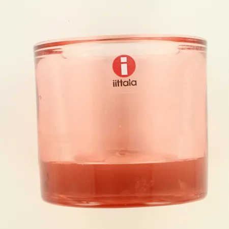 Kynttilälyhty Kivi, Iittala, design Heikki Orvola, väri salmon pink-lohenpunainen, pientä käytön jälkeä, korkeus 60mm, Lähetetään postipakettina.