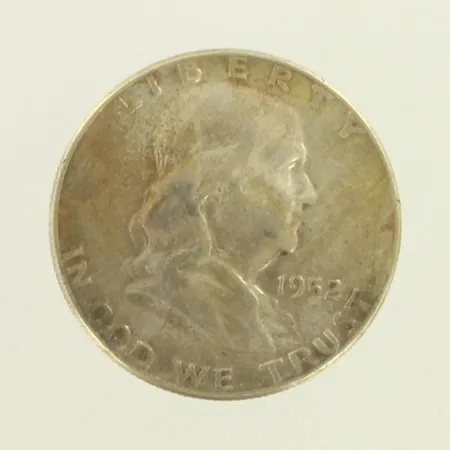 Hopearaha, 1952 Ben Franklin Half Dollar, 900, paino 12,5g 