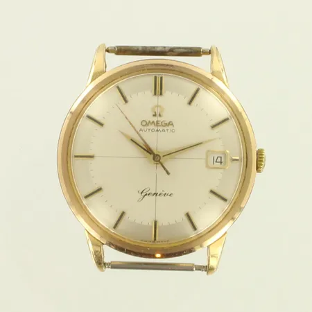 Rannekello Omega Automatic Geneve, kaiverrettu, ei ranneketta, lasissa naarmuja, käytön jälkiä, rungon Ø34mm 