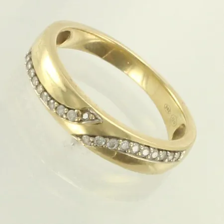 Viallinen timanttisormus 19xn.0.01ct, yksi kivi puuttuu, koko 18¼, 585, paino 3,4g 