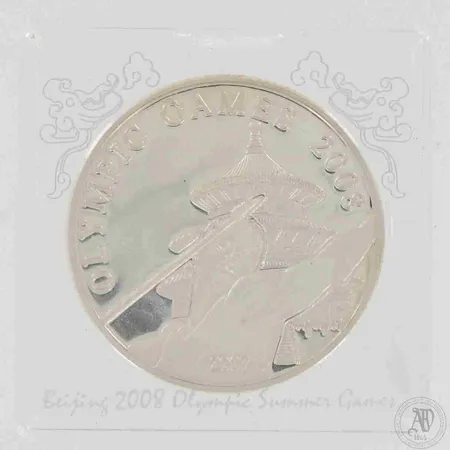 Hopeamitali Olympic Games Beijing 2008 - Javelin throw, nimellisarvo 5 dollaria, 900, paino 25,0g 