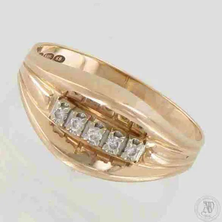 Timanttisormus 5xn.0.01ct, koko 18½, 585, paino 2,6g 