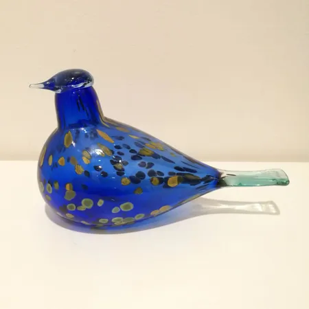 Lasilintu Iittala, Oiva Toikka, Nuutajärvi, Sinikki, 195x113mm, yrityslintu Vantaan kaupunki  Lähetetään postipakettina.