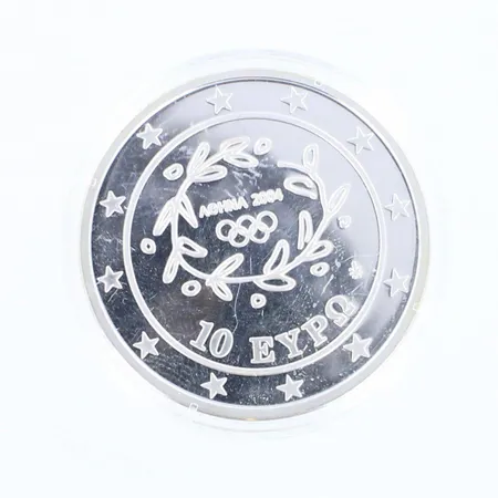 Juhlaraha, 10 euroa, Ateena 2004, 925, paino 34,5g Paino: 34,5 g