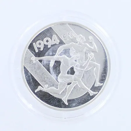 Hopearaha 100 Markkaa (European Championships in Athletics) 1994, 925 hopea, paino 24,8g Paino: 24,8 g