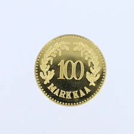 Rahareplica 100 markkaa, 925 hopea, paino 6,3g 