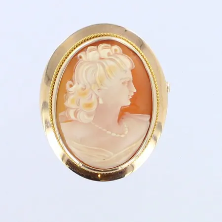 Camee-rintaneula, korkeus 37mm, leveys 31mm, 585br, paino 7,0g 