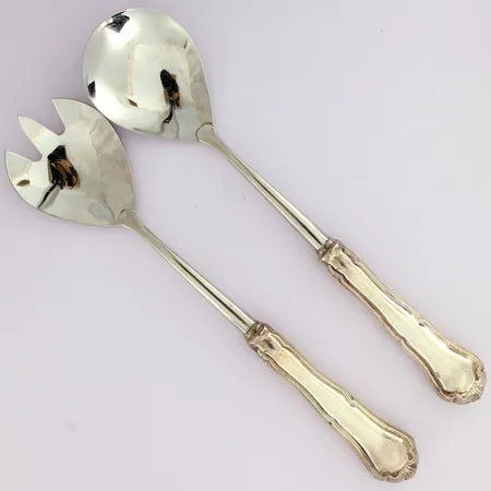 Salaattiottimet, Chippendale, kaiverrettu ja käytön jälkiä, pituus 250mm, 830br, paino 119,4g Paino: 119,4 g