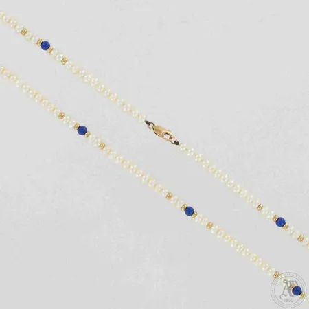 Helmikaulakoru kivillä, pituus ja Ø 46cm ja 5mm, 585br, paino 14,3g