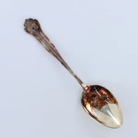 Jälkiruokalusikka, kaiverrettu, Chippendale, pituus 158mm, 830, paino 32,3g 