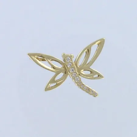 Perhos-riipus timanteilla 5xn.0.01ct 6xn.0.005ct, korkeus 18mm, leveys 24mm, 585, paino 2,3g 