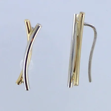 Korvakorut, korkeus 25mm, 585valko- ja keltakulta, paino 1,8g 