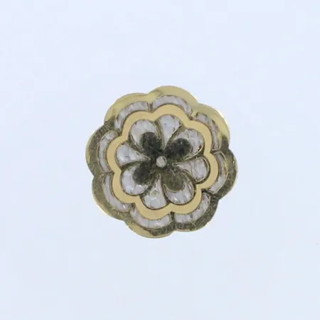 Viallinen korun osa, korkeus 19mm, 750 kelta- ja valkokulta, paino 1,4g 