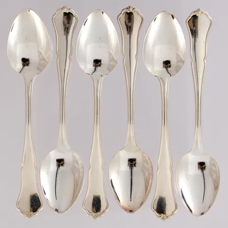 Kuusi kahvilusikkaa, Chippendale, pituus 116mm, 830, paino 72,0g Paino: 72 g