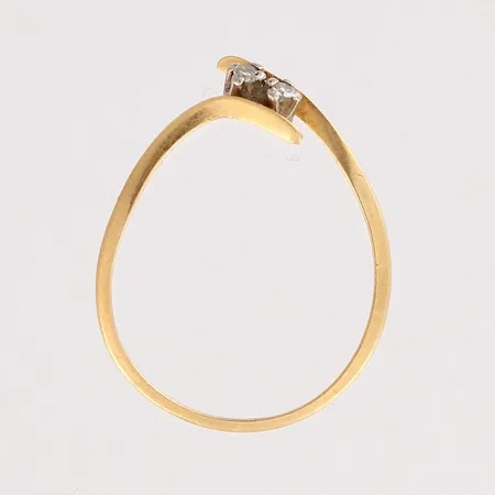 Viallinen timanttisormus 2xn.0.01ct, 750, paino 0,8g