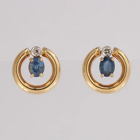 Kivikorvakorut timanteilla 2xn.0.01ct, Ø 12mm, ei taustoja, 585br, paino 1,6g
