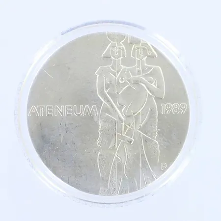 Juhlaraha, Ateneum 1989, nimellisarvo 100mk, 925, paino 24,0g 