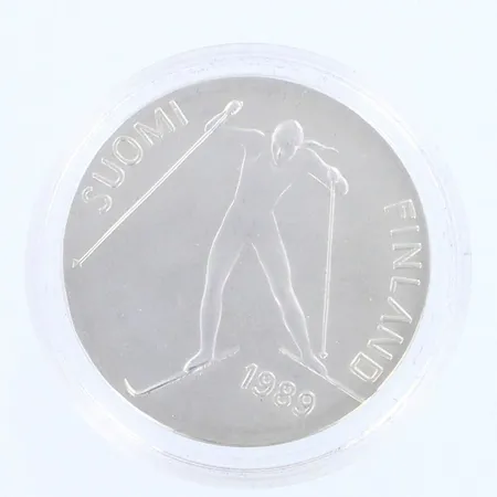 Hopea juhlaraha, 100 Markkaa Lahden MM-hiihdot 1989, 830, paino 24,1g 